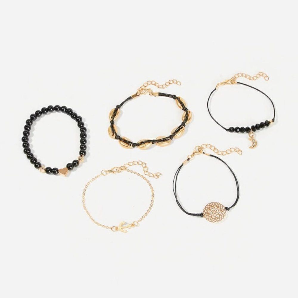 Moon Charm Black Bracelet Stack - Picture 3 of 3